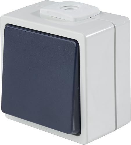 as - Schwabe Taster / Wechsler - Aufputz - Lichtschalter für Feuchtraum - Taster-Wechsler - UV-beständig - Anschluss Leitungen bis max. 2,5mm² - 230V/10A - IP54 - grau - Made in Germany, 62452 - Cheap-Us