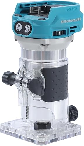 KATSU FIT-BAT 18V/21V Brushless Akku-Oberfräse Holzfräse Kantenfräse mit Trimmer-Basis, 3 Spannzangen 1/4', 6 mm und 8 mm, Ohne Akku und Ladegerät 102770 - Cheap-Us