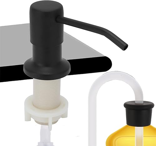 Tissting Seifenspender Einbau Küche, Spülmittelspender für Spülbecken mit 1,15 m Verlängerungsschlauch, Edelstahl Spüli Spender Küche, Spülmittelspender für Spülbecken Einbau, 360° Drehbarer Pumpe - Cheap-Us