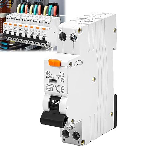 FI/LS-Schalter, 30mA Fehlerstromschutzschalter, FI-Schalter mit RCBO 16Amp Nennstrom RCD-geschützter Leistungsschalter, 230V, Typ A, 1P+N,DIN-Schienen-Montage,Kurve C - Cheap-Us