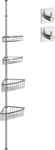smartpeas Teleskop-Duschregal - Schwarz, rost- und kratzfest, Edelstahl pulverbeschichtet, elegantes Finish, einfach zu montieren Teleskop-Duschregal - Cheap-Us