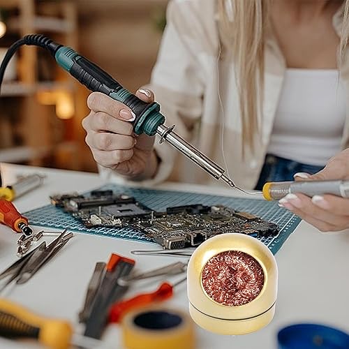 YUEMING Lötspitzenreiniger, Lötkolben-Spitzenreiniger Messing Spitzenreiniger Kit 1 Kugelschalenhalter mit 5 Lötspitzenreinigungsdraht, Lötkolben Reiniger zum Reinigen von Lötkolben und Spitzen - Cheap-Us