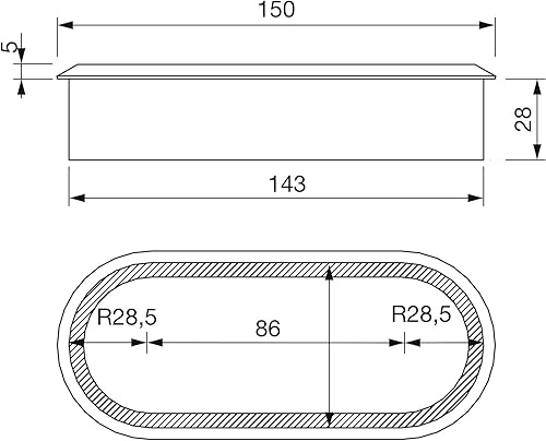 Kabeldurchgang oval Kabdeldurchführung 57x143 mm Kabeldurchlass Eiche roh - Cheap-Us