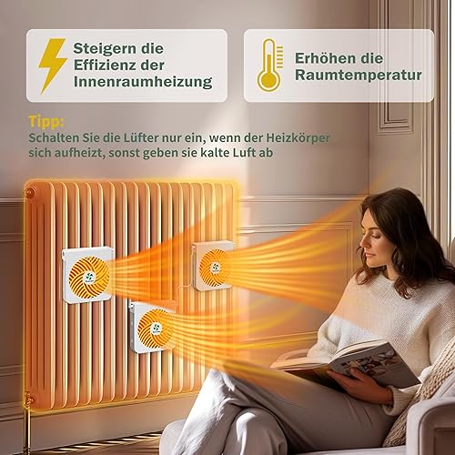 ecoCalm Heizkörper Ventilator für Gusseisenheizkörper, 3 Heizungslüfter mit Smart Heizungsthermostat und Starkem Magneten, Heizungsventilator Erhöht Heizungseffizienz und Spart Heizkosten - Cheap-Us