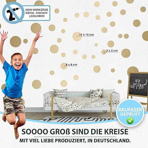 ELES VIDA - Wandtattoo Punkte fürs Kinderzimmer - 100 Stück Wandsticker Set - Pastell Farben für Baby zum Kleben Wandaufkleber Sticker - Wandfolie Dots Kreise, Pastell Olivgrün Dunkelblau Kaki Grau - Cheap-Us