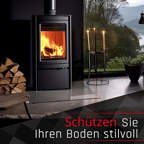 BIJON Glasplatte Rechteck für Kaminofen mit Dichtlippe, Glasbodenplatte - Funkenschutzplatte Glas mit Facettenschliff, Kaminglas Bodenplatte, Stärke 6mm 50x90 cm oder 90x50 cm - Cheap-Us