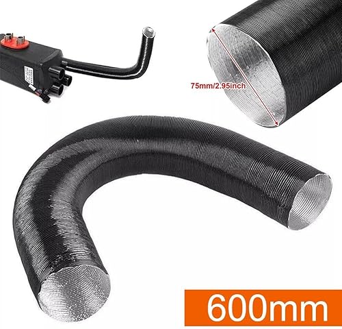 Eawfgtuw Flexibler Aluminium-Luftkanalschlauch, 60–300 cm, für Diesel-Standheizung, 75 mm Durchmesser, hitzebeständiges Rohr für 5 kW, für Webasto für Dometic-Heizungen, Schwarz (300 cm) - Cheap-Us
