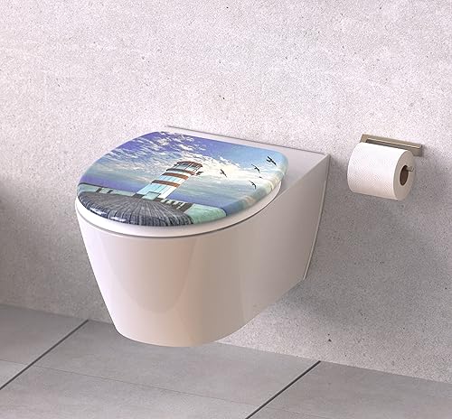 Schütte WC-Sitz BEACH mit Absenkautomatik, Toilettendeckel passend für alle handelsüblichen WC-Becken, Klodeckel Toilettensitz (max. Belastung der Klobrille 150 kg), Bunt - Cheap-Us