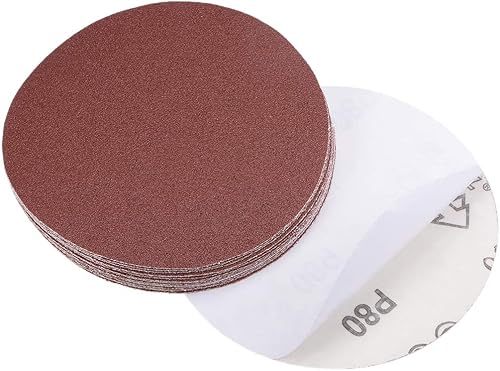 sourcing map 15STK 5 Zoll PSA Schleifscheibe Aluminiumoxid Kleberücken Schleifpapier 80 Körnung - Cheap-Us