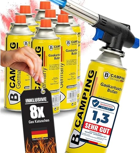 MAGNUM ® Gasbrenner mit Kartusche 8x227g – Schweißbrenner max. 1300°C Temperatur – Lötlampe mit Piezozündung – Bunsenbrenner Küche -Küchenbrenner - Cheap-Us