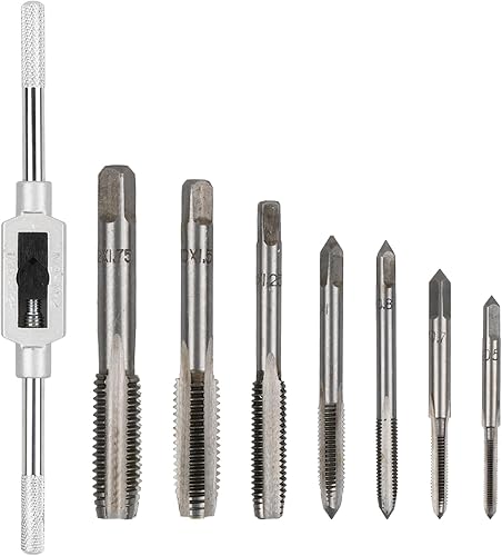 Rapidbok 8 Stück Gewindebohrer Set M3-M12, Gewindebohrer Set, Gewindeschneider, Gewindeschneidsatz Profi, Einschnittgewindebohrer, Bohrer Gewindeschneidwerkzeug Set mit Einstellbar Windeisen M3-M12 - Cheap-Us
