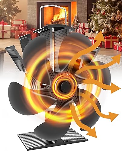 DMTIVMG Ofenventilator Kaminventilator 6 Blättern Leiser Betrieb Wärmebetriebener Ohne Strom für Kaminofen/Holzofen/Ofen/Kamin - Cheap-Us