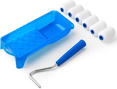 Mister Rui Mini Farbrollen zum Malen, kleiner Farbroller 2 Zoll, Mini Farbroller und Tablett, kleines Rollenset zum Streichen von schmalen und schwer zugänglichen Stellen - Cheap-Us