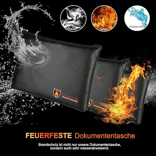 2 Stück Feuerfeste Dokumententasche 34x25cm,Wasserdichte Feuerbeständige Tasche,Tresor Feuerfest Geldscheine Aufbewahrung, Große Kapazität Aktentasche Für Dokumente/Geld/Passport/Bankdatei Und Bargeld - Cheap-Us