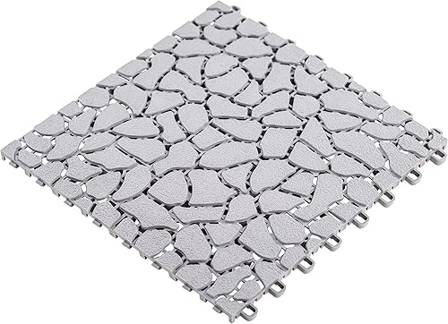 UPP Gartenplatten 30x30 cm | Stein | Wetterfester Bodenbelag, Bodenfliese, Klickfliese für Balkon, Garten & Terrasse | einfach, schnell und praktisch verlegt | outdoor | Kunststoff | Inhalt: 6 Teile - Cheap-Us