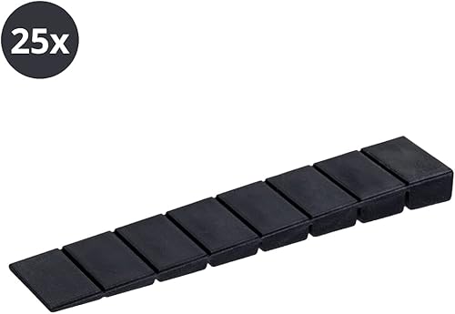 ALUSFERA Keile Kunststoff Set - Türstopper - Robust Keil 25 Stück - Unterlegkeile 20x100x8mm - Universall Kunststoffkeile - Möbelkeile Weiß Farbe - Keile mit 8 Regelungsebenen - Cheap-Us