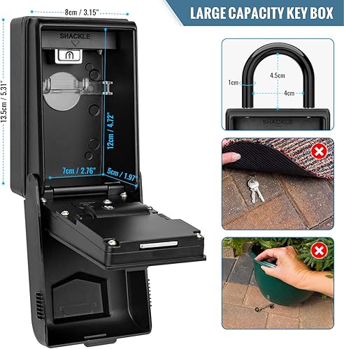 ENONEO Schlüsseltresor mit Beleuchteten Zahlencode Aussen Schlüsselsafe Wasserdicht Robust Schlüsselbox Groß Schlüsselkasten Wetterfest Schlüsseltresor für Home Garage Schule Büro - Cheap-Us