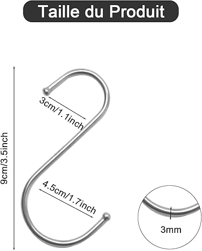 Pumuky 20 stück S Haken Schwarz, S-Haken aus Metall, Edelstahl Haken Zum Einhängen,S-Haken,für Küche, Bad, Schlafzimmer und Büro(Schwarz) - Cheap-Us