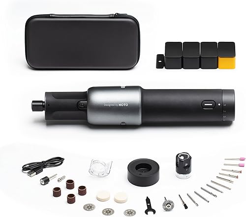 HOTO Akku Multifunktionswerkzeug 4V, 35 Drehwerkzeug Zubehörset, 2000mAh Rotationswerkzeug 5 Gang, Drehzahl 5000-25000 U/min, Typ-C, LED Ringlicht Schnitzen/Gravieren/Schleifen/Schneiden/Polieren - Cheap-Us
