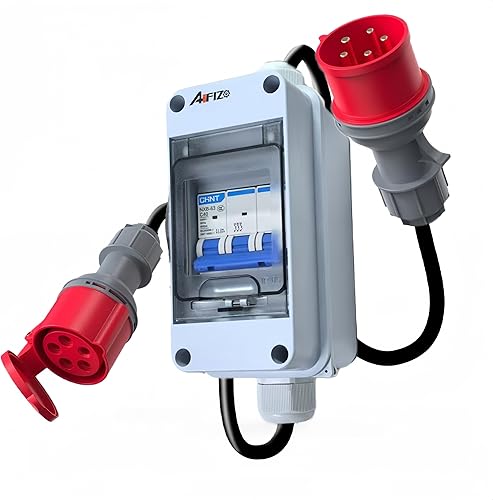 AIFIZO CEE Adapter 32a auf 16a Adapter, Starkstrom Adapter 32A Stecker auf 16A Kupplung mit Leitungsschutzschalter 16A, CEE Starkstrom Verlängerungskabel 0.5m, Dual Power Automatis cher - Cheap-Us