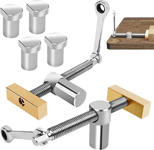 2 Stück Holzbearbeitung Bankhaken,20mm Tisch Werkbank Klemme,Niederhalter Werkbank Klemme,Holzbearbeitung Schreibtisch Clip Schnell Fixierte Klemme,Edelstahl Tisch Hobel Stop Bank Hunde Klemme - Cheap-Us