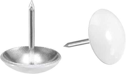 QUARKZMAN 25 Stück Polsternägel, 16 mm x 20 mm runder Kopf, dekorative Möbelnägel, Reißzwecken für Möbel, Sofa-Kopfteile, weiß - Cheap-Us