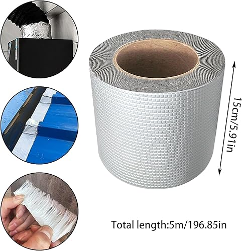 ALI2 Butylband,Super Wasserdichtes Klebeband,Butylkautschuk,Dichtungsband Selbstklebend Wasserdicht,Butyl Dichtband,Dach Reparaturband,Aluminium Klebeband(10 cm x 5 m) - Cheap-Us
