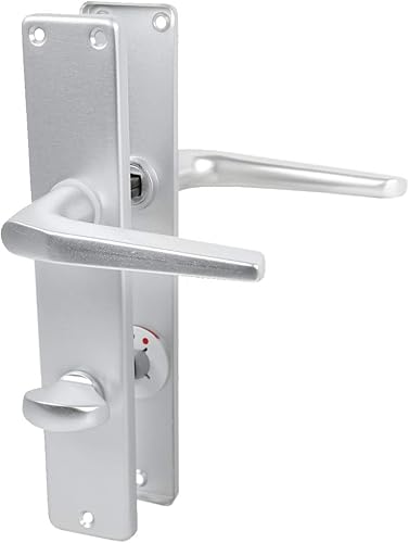 Türdrücker Türklinke Drückergarnitur aus Aluminium in silber eloxiert - WC-Garnitur - Cheap-Us