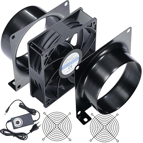 DC12V Rohrventilator 100mm, 3000U/min Lüfter Axiallüfter Abluftventilator 100mm, mit 0~100% Dimmer, Kanaladapter, Netze für 3D-Laser, Spritzkabine, Growzelt DIY-Projekt - Cheap-Us