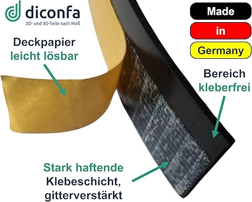 diconfa PROFILINE PLUS Splitterschutz GUMMI PLUS - LÄNGE: 0,25m bis 10m - kompatibel mit genannten Führungsschienen - KLEBER: rot, TESAFIX - AUSWAHL: 9950mm (9,95m) - Spanreißschutz - Cheap-Us