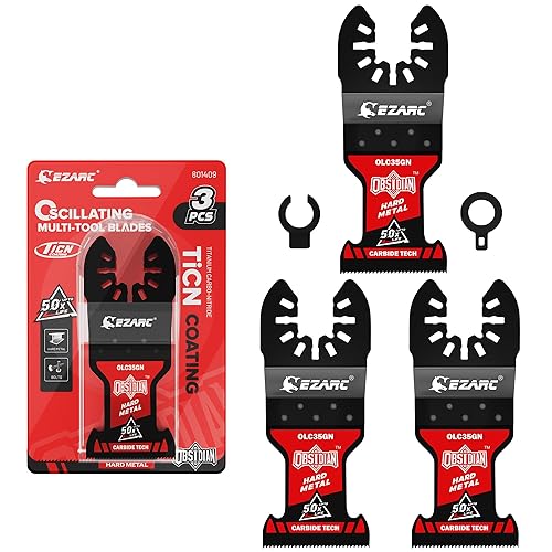 EZARC 3tlg Obsidian Hartmetall Multitool Sägeblätter, Oszillierende Sägeblätter, Multifunktionswerkzeug-Klingen mit Schnellspanner für Hartmetall, Nägel, Bolzen und Schrauben - Cheap-Us