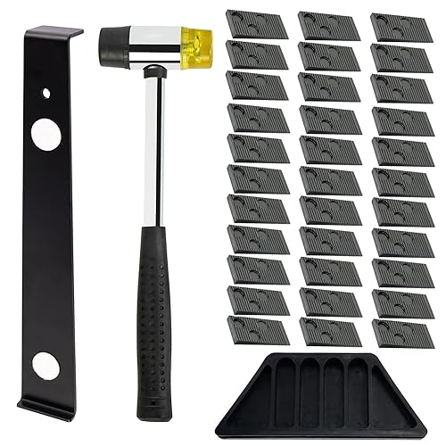 Raxfekro Laminatboden Set, 33 Stück Laminatboden Dichtung, Doppelseitiger Gummihammer, Robuster Gewindeschneidblock und Zugstangen Edelstahl für Laminatboden Klicksystem Bodenwerkzeug-Set - Cheap-Us