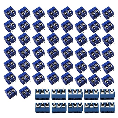 Heevhas 60 Stücke 5.08mm 2 Pin & 3 Pin PCB Schraubklemme Screw Terminal Block Lötbare Steckverbinder 300V 16A für Arduino DIY Project (50 x 2 Pin, 10 x 3 Pin) - Cheap-Us