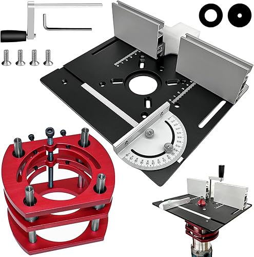 Frästisch für Oberfräse Einlegeplatte Set, OberfräSentisch und Tischfräsmaschine, Router Table, Planfräsvorrichtung, Maximum Lift 51mm, TischfräSe zum Nuten Zapfenschneiden BesäUmen und Anfasen - Cheap-Us