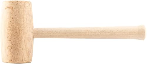 Holzhammer Rund, Schreiner Klüpfel 290 mm lang, Holzklüpfel Rund, Schreinerhammer, Schreinerklüpfel mit Rundkopf, Kopfdurchmesser 70 mm, Hammer 400 gramm für Holzarbeiten, Holzschaft, Gratfrei - Cheap-Us