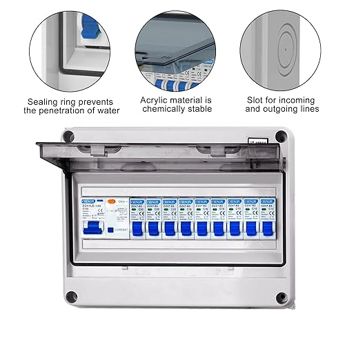 CHENGPI Sicherungskasten Aufputz IP65,Aufputz Verteiler Kleinverteiler,Verteilerkasten für Zuhause/Büro/Einkaufszentrum,Leistungsschalter 63A,Luftschalter +2 * 10A+16A+20A+32A/8-Module - Cheap-Us