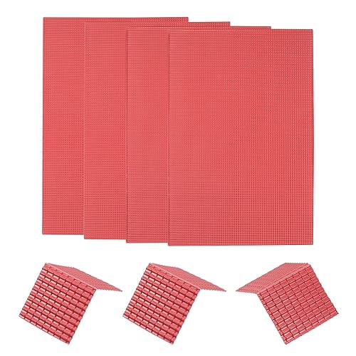 sourcing map Miniatur Dachziegel PVC Modell Dachziegel Mini Heimwerker Dachziegel Modell Bau Set für Modellbau Puppenhäuser Garten Schleifentisch 29.5x19.5cm/1.16x0.76' Rot Pack von 4 1:100 - Cheap-Us