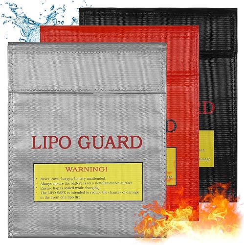 Huiguli 3 Stück Feuerfest Wasserdicht Safe Bag, Feuerfeste Akku Tasche, wasserdichte Ladetasche, Explosionsgeschützte Feuerfeste Dokumententasche für Lipo Batterie, Bargeld, Pass, Schmuck - Cheap-Us