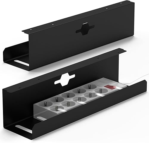 iVengo® XL Kabelkanal Schreibtisch TÜV-geprüft [2x50cm] für ideales Kabelmanagement Schreibtisch - geräumige Kabelführung Schreibtisch [2er Set] - robuste & smarte Kabelwanne Schreibtisch - Weiß - Cheap-Us