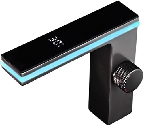 AIDNTBEO 270-Grad-Doppelsteuerung für heißes und kaltes Wasser, berührungsloser Wasserhahn für Badezimmer, automatischer Waschbeckenhahn, Wasserhahn, Badezimmer-Sensor (schwarz) - Cheap-Us