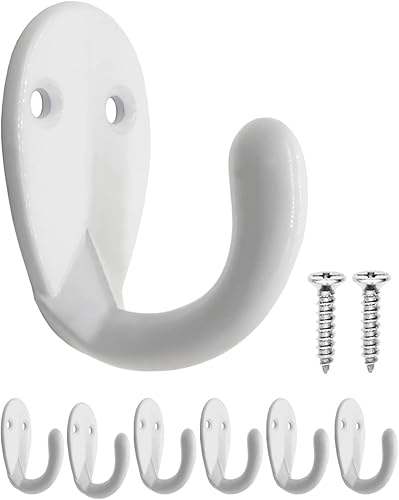 Fuxxer® 6x Klassische Eisen-Haken, Garderoben-Haken, Kleider-Haken, 6er Set, weiß - Cheap-Us