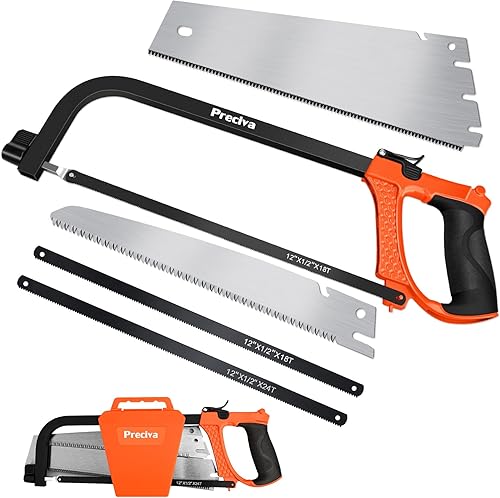 Preciva 3-In-1 Handsäge Bügelsäge Set, Multi Blades Handsäge mit 3 verschiedenen Bügelsägeblättern, Handsäge für Holzschneiden und Bügelsägen für Metall, schnell austauschbare Klingen - Cheap-Us