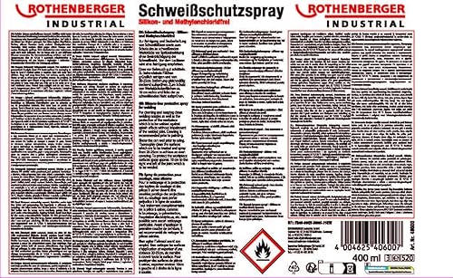 ROTHENBERGER Industrial Schweißschutzspray 1 x 400 ml reinigt Schweißdüsen & verhindert Anhaften Schweißspritzern – silikonfreies Schweiß-Trennspray bietet lückenlosen Schutz beim Schweißen 40600 - Cheap-Us