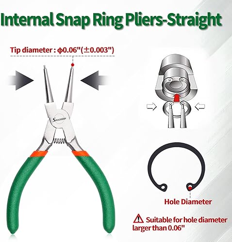 SPEEDWOX Sicherungsringzange, 12,7 cm, Sprengringzange, externe Präzisions-Cir-Clip-Ringzange, gerade Backe, für Ringentferner-Halter - Cheap-Us