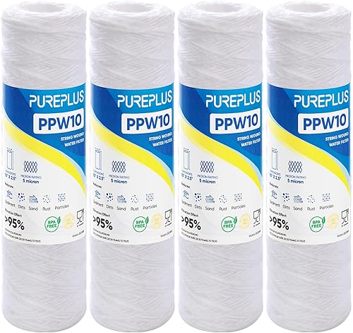 PUREPLUS Whole House Sedimentfilter, 5 Mikron, 25,4 x 6,3 cm, 4 Stück - Cheap-Us