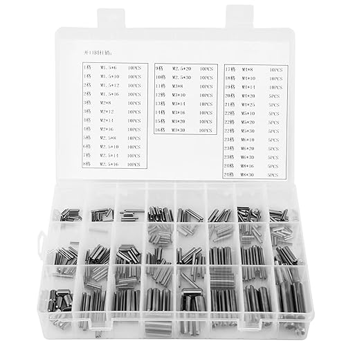 280 Stück Spannstift Hohlsplinte, Klappsplinte Edelstahlfeder Spannhülsen Passstifte Sortiment Spannstifte Set M1,5 M2 M2,5 M3 M4 M5 M6 M8 mit Box - Cheap-Us
