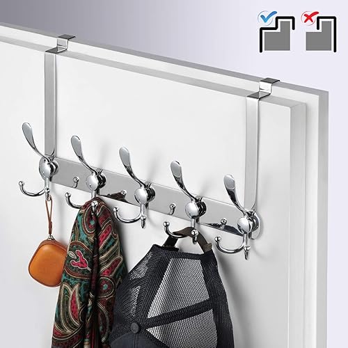 Türhaken für die Rückseite, LYLIN Türgarderobe Innenseite Türhakenleiste Edelstahl Ohne Bohren Kleiderhaken Tür Garderobenhaken mit 15 Haken (Matt Schwarz) - Cheap-Us