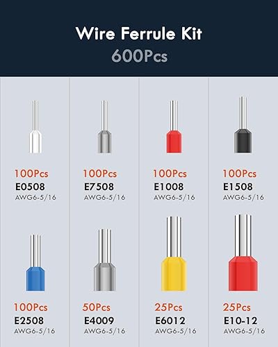 Gorffy Aderendhülsen Set 1300 Stück, Aderendhülsen 0,5 mm² - 10 mm², Isolierte Aderendhülsen Sortiment, Aderendhülse Set für Drahtverbindung - Cheap-Us