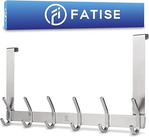 FATISE Premium Türgarderobe Schwarz - Perfekt für deutsche Türen - Kleiderhaken Tür aus hochwertigen Edelstahl - Türhaken zum einhängen mit 6 Doppelhaken - Cheap-Us