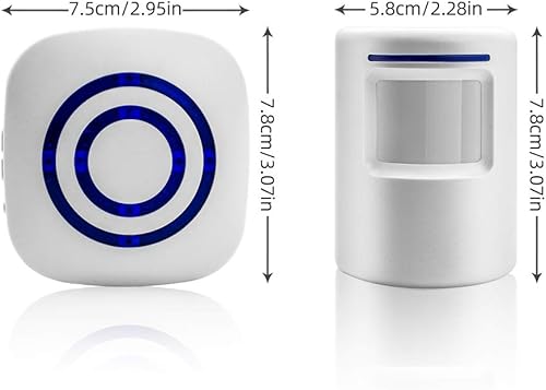BeiLan Kabellose Durchgangsalarm mit 1 Elektronischem Plug-in-Empfänger, 1 PIR-Bewegungssensor-Detektor, Durchgangsmelder mit 38 Klingeltönen, Türklingel Funkalarmanlage mit Bewegungsmelder - Cheap-Us